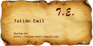 Talián Emil névjegykártya
