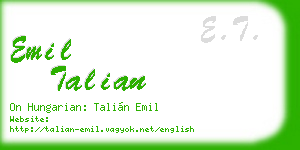 emil talian business card
